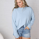 Nolae Boat Neck Lightweight Sweater - Sky