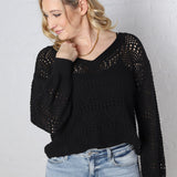 Nolie Crochet Cropped Sweater - Black