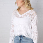 Nolie Crochet Cropped Sweater - Off White