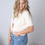 Nolyn Textured Short Sleeve Cardigan - Off White