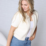 Nolyn Textured Short Sleeve Cardigan - Off White