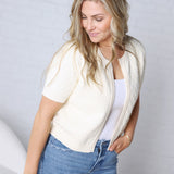 Nolyn Textured Short Sleeve Cardigan - Off White