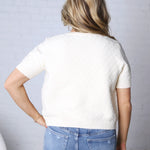 Nolyn Textured Short Sleeve Cardigan - Off White