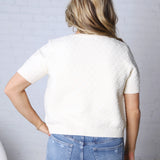 Nolyn Textured Short Sleeve Cardigan - Off White