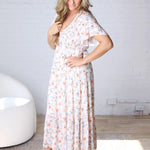 Noria Floral Smocked Flutter Sleeve Maxi Dress