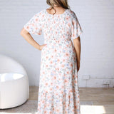 Noria Floral Smocked Flutter Sleeve Maxi Dress