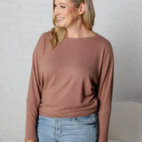 Nova Basic Long Sleeve Dolman - Chestnut