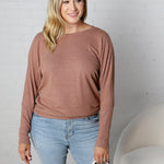 Nova Basic Long Sleeve Dolman - Chestnut