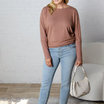 Nova Basic Long Sleeve Dolman - Chestnut