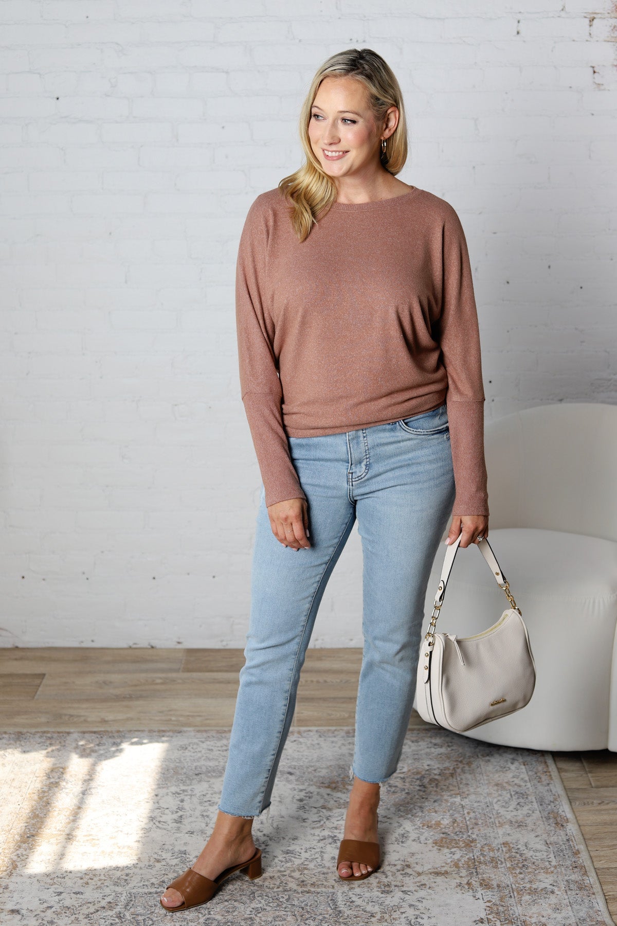 Nova Basic Long Sleeve Dolman - Chestnut