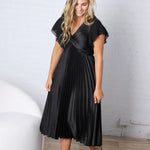 Nova Flutter Sleeve Midi Dress - Black