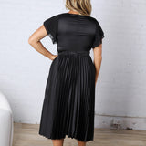 Nova Flutter Sleeve Midi Dress - Black