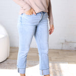 Novara Mid-Rise Cuffed Straight Leg - Light Beach Blue - FINAL SALE