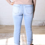 Novara Mid-Rise Cuffed Straight Leg - Light Beach Blue - FINAL SALE