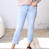 Novara Mid-Rise Cuffed Straight Leg - Light Beach Blue - FINAL SALE