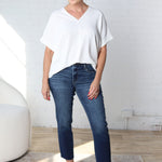 Novella Solid V Neck Boxy Top - Off White