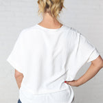 Novella Solid V Neck Boxy Top - Off White