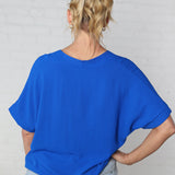 Novella Solid V Neck Boxy Top - Royal