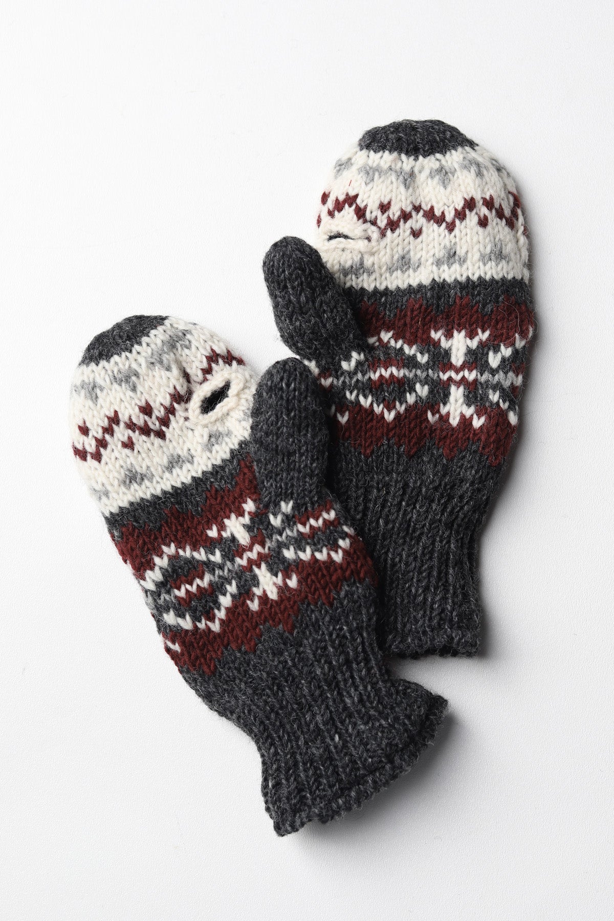 Nuevo 100% Wool Cuff Mittens - Charcoal