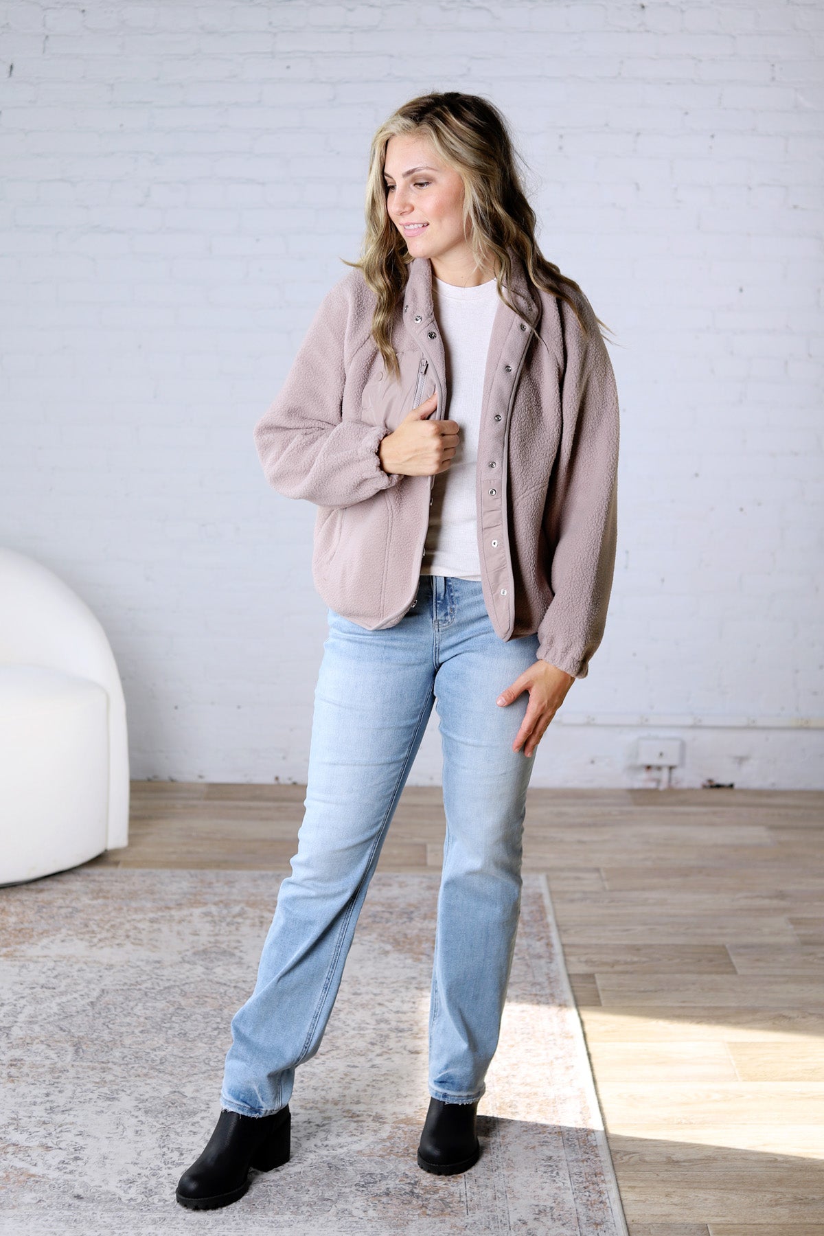 Nyla Thermal Fleece Jacket w/ Pockets - Earth Grey