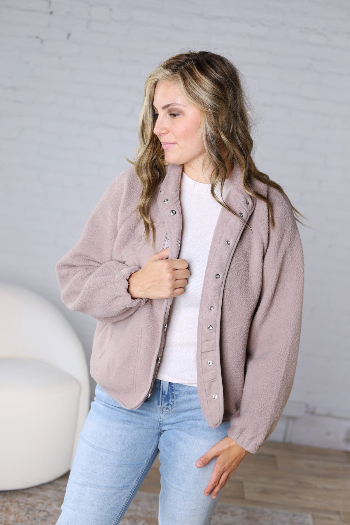 Nyla Thermal Fleece Jacket w/ Pockets - Earth Grey