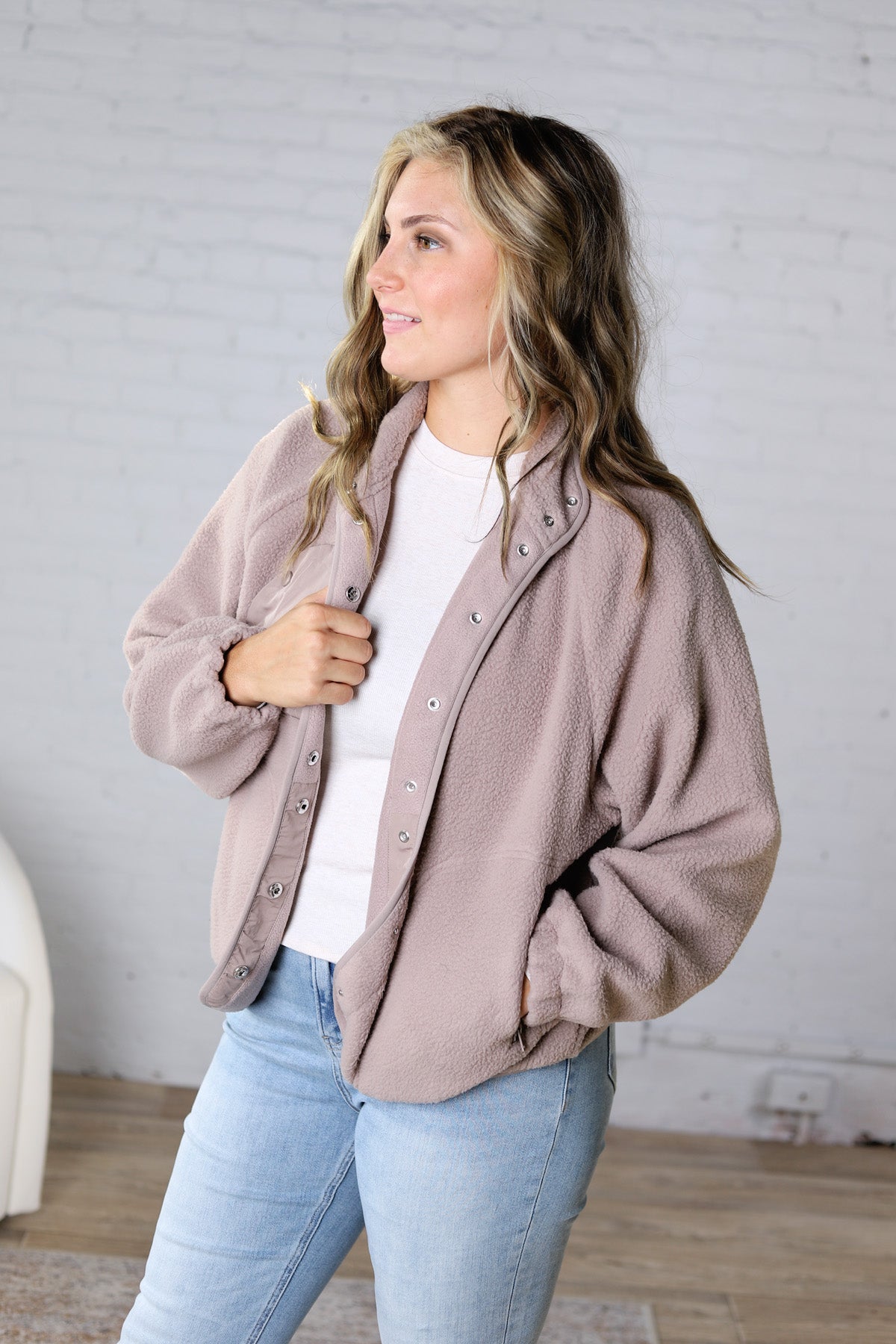 Nyla Thermal Fleece Jacket w/ Pockets - Earth Grey
