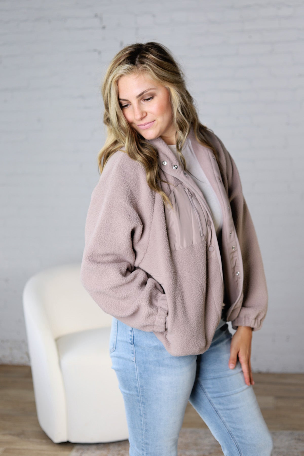 Nyla Thermal Fleece Jacket w/ Pockets - Earth Grey