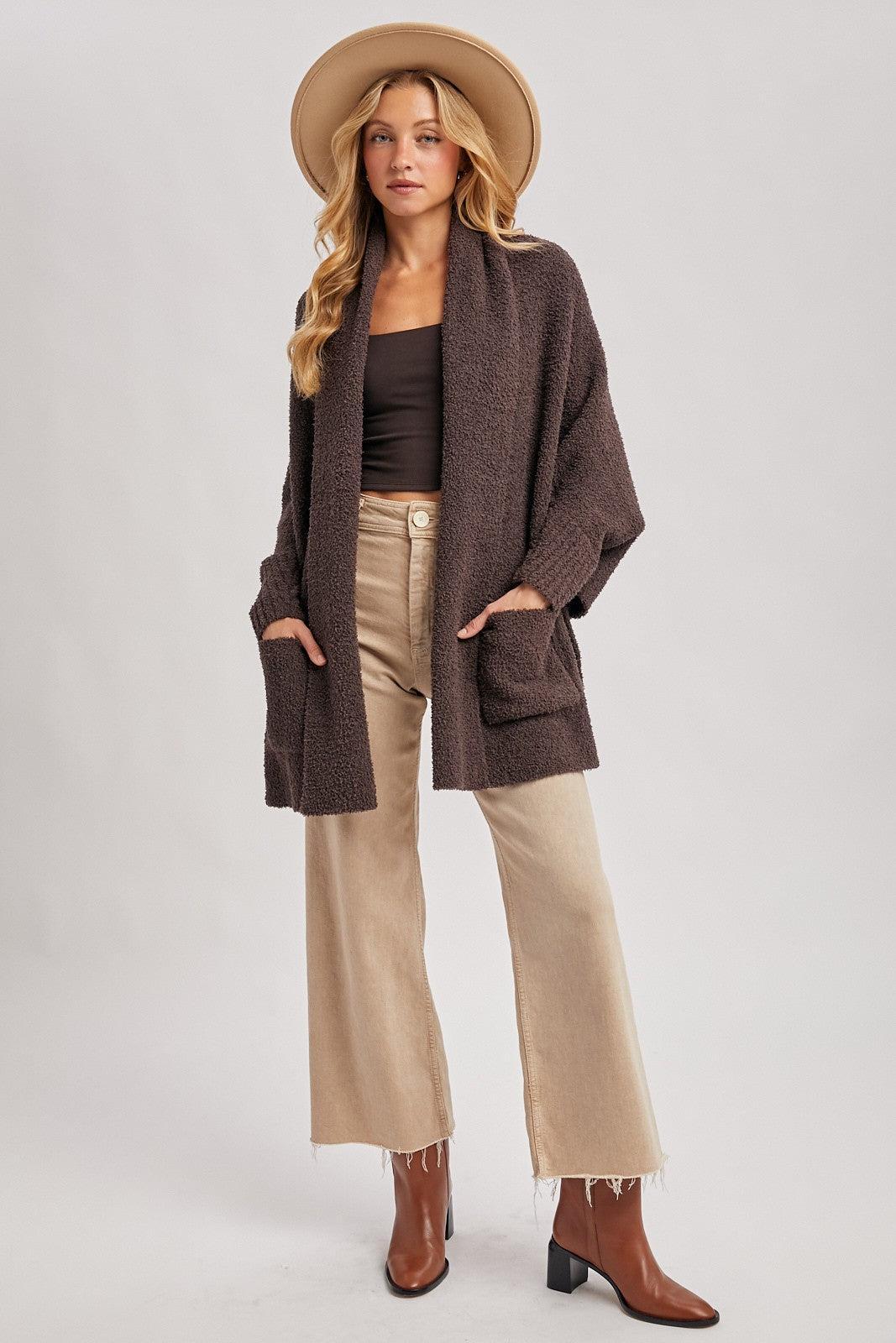 Nysa Blanket Wrap Cardigan - Espresso