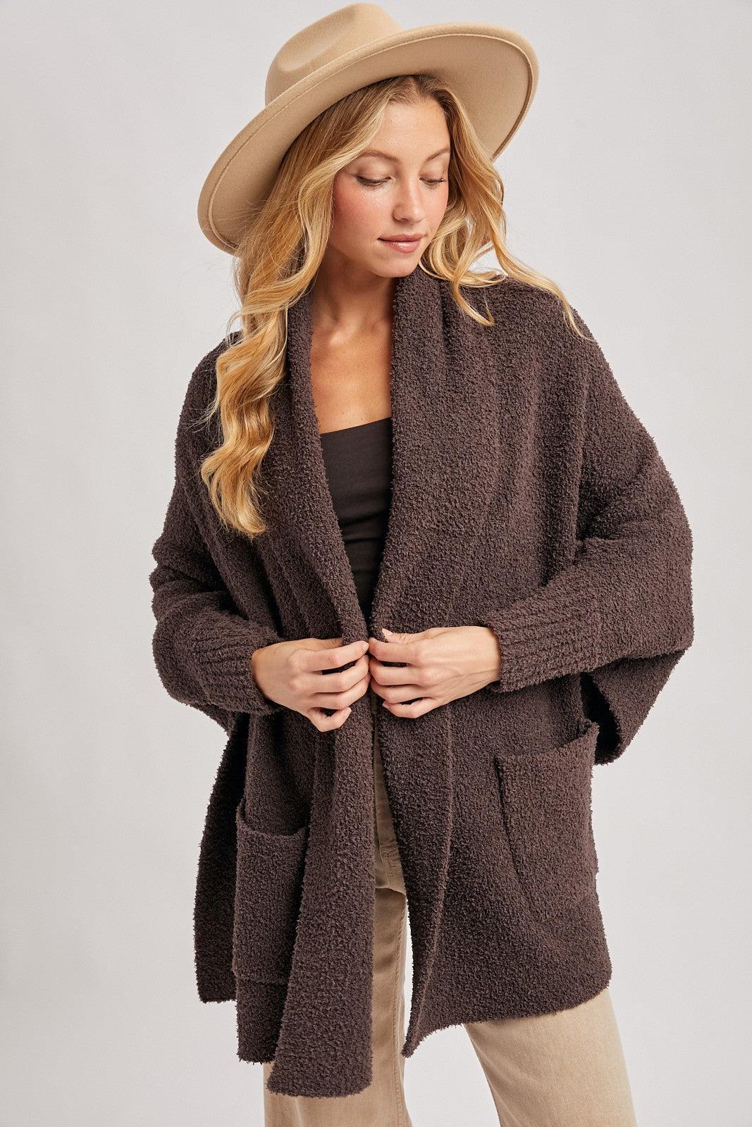 Nysa Blanket Wrap Cardigan - Espresso