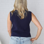 Oaklyn Flag Print Knitted Sleeveless Sweater - Navy