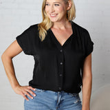 Octavia Short Sleeve Button Up Blouse - FINAL SALE