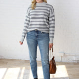 Odessa Double Stripe Sweater - H. Grey