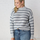 Odessa Double Stripe Sweater - H. Grey