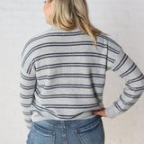 Odessa Double Stripe Sweater - H. Grey