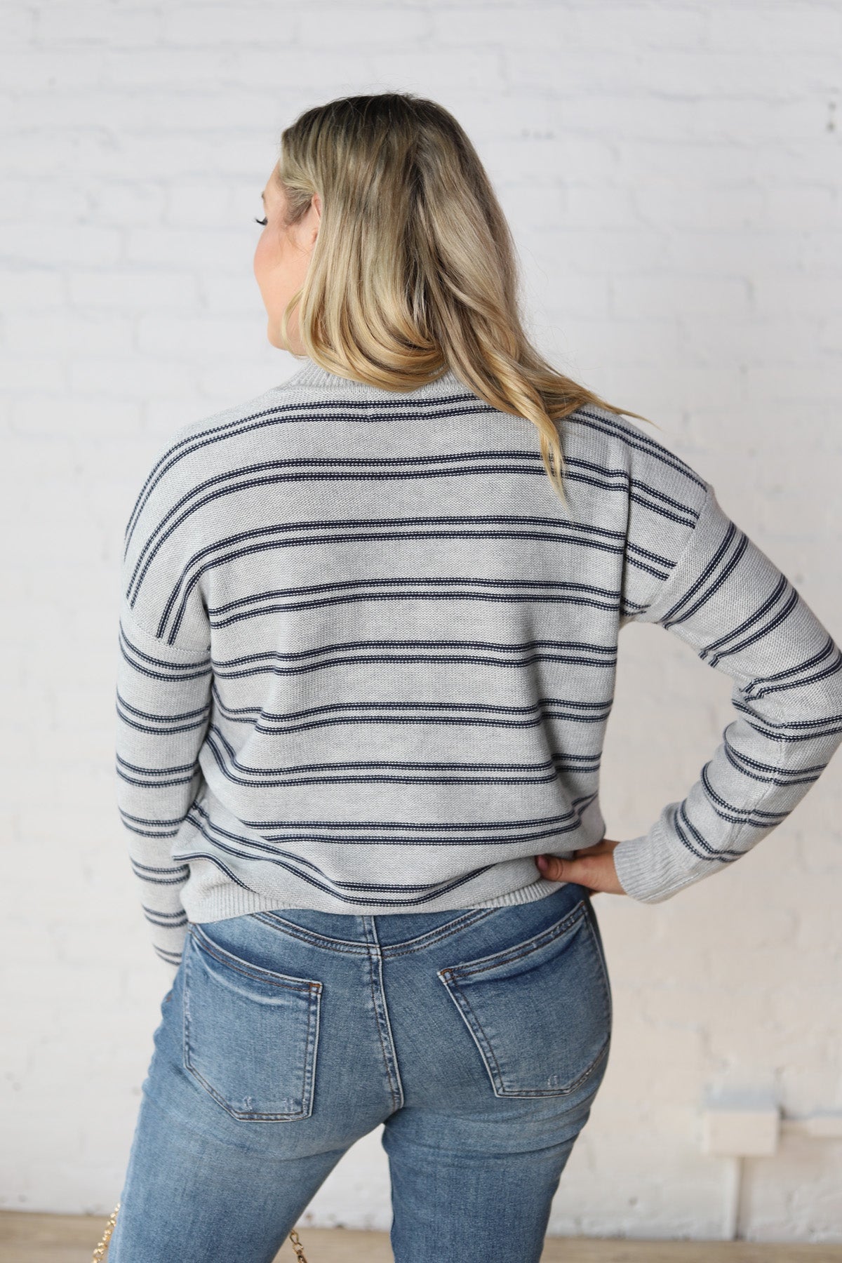 Odessa Double Stripe Sweater - H. Grey