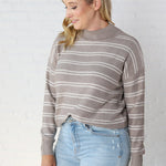 Odessa Double Stripe Sweater - Taupe