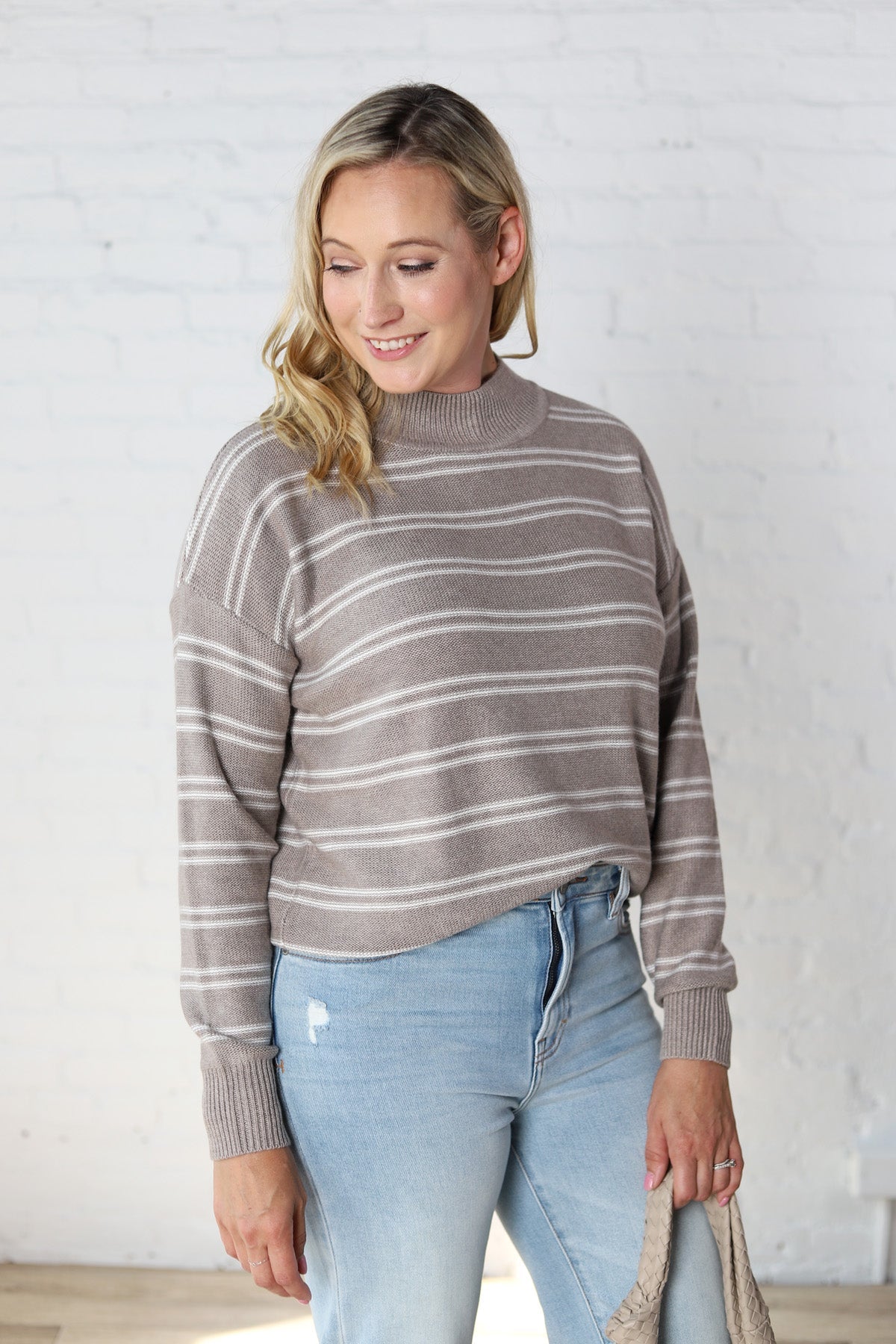 Odessa Double Stripe Sweater - Taupe