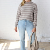 Odessa Double Stripe Sweater - Taupe