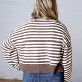Odessa Striped Crewneck Sweater - Brown