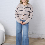 Odette Striped Button Down Cardigan