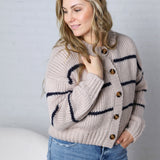 Odette Striped Button Down Cardigan