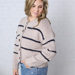 Odette Striped Button Down Cardigan