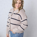 Odette Striped Button Down Cardigan