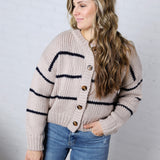 Odette Striped Button Down Cardigan