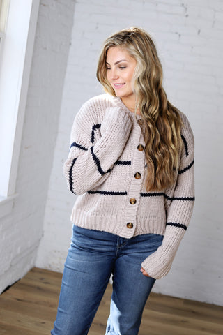 Odette Striped Button Down Cardigan