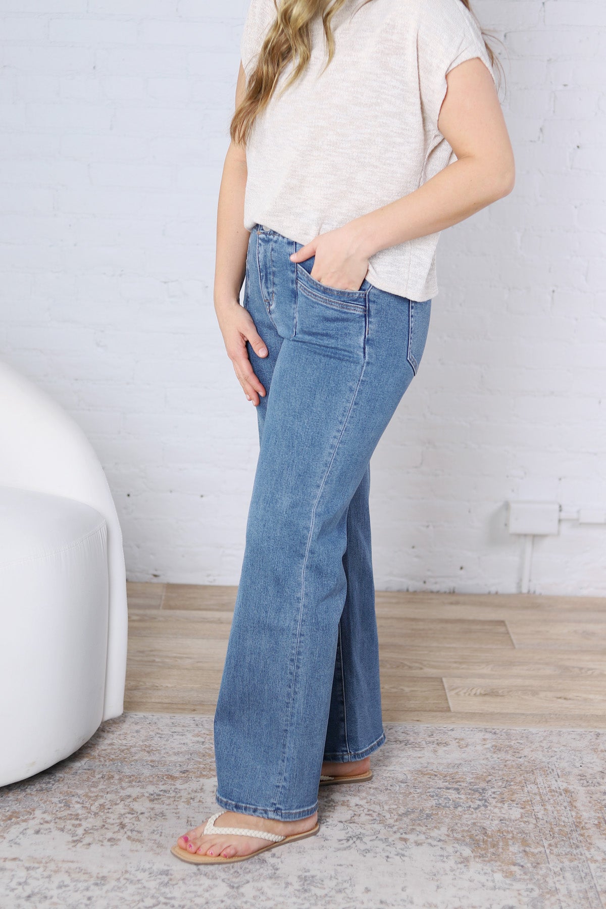 Odette Super HR Wide Leg Denim - Medium Wash FINAL SALE