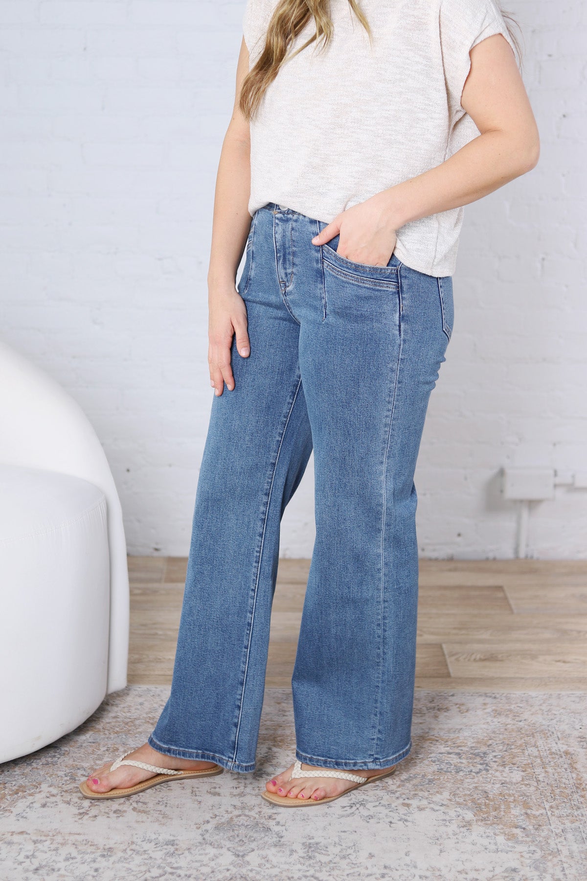 Odette Super HR Wide Leg Denim - Medium Wash FINAL SALE