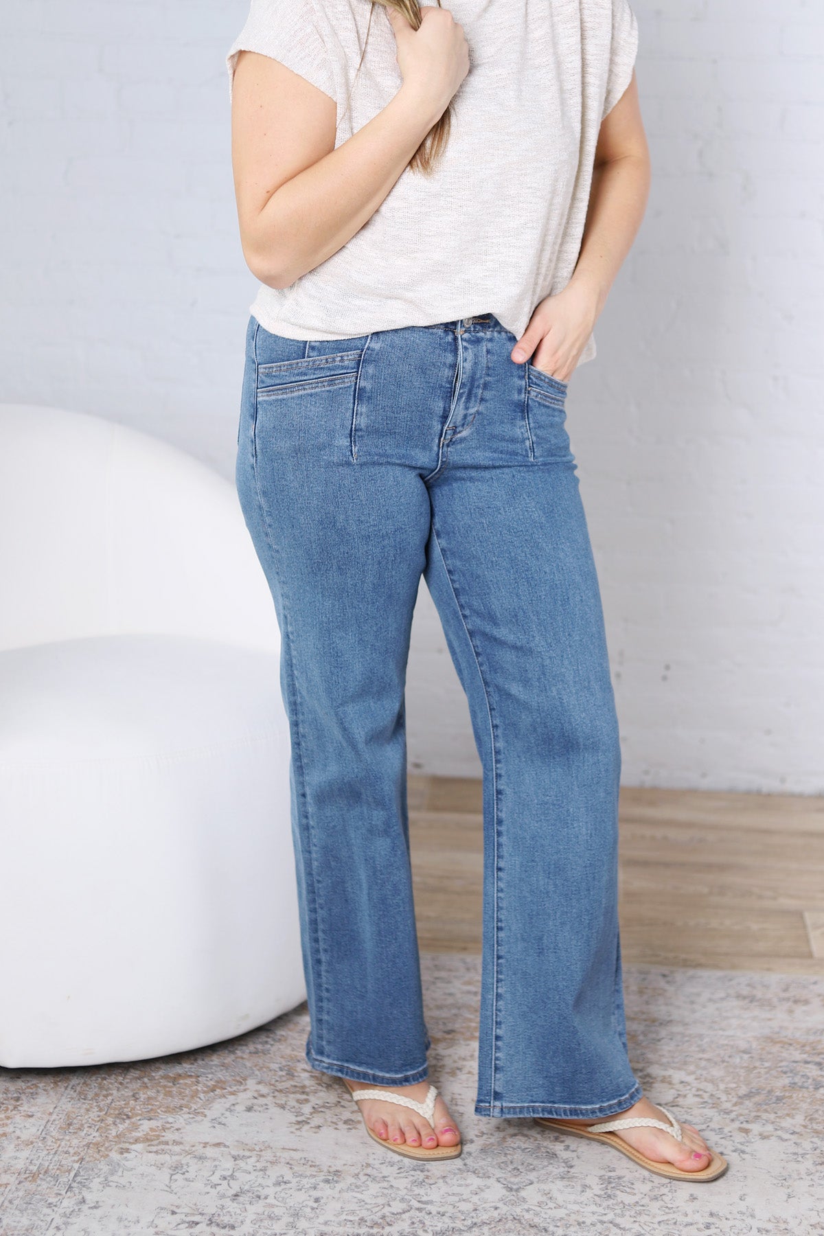 Odette Super HR Wide Leg Denim - Medium Wash FINAL SALE