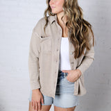 Olette Cotton Fleece Oversized Shacket - Taupe