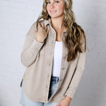 Olette Cotton Fleece Oversized Shacket - Taupe
